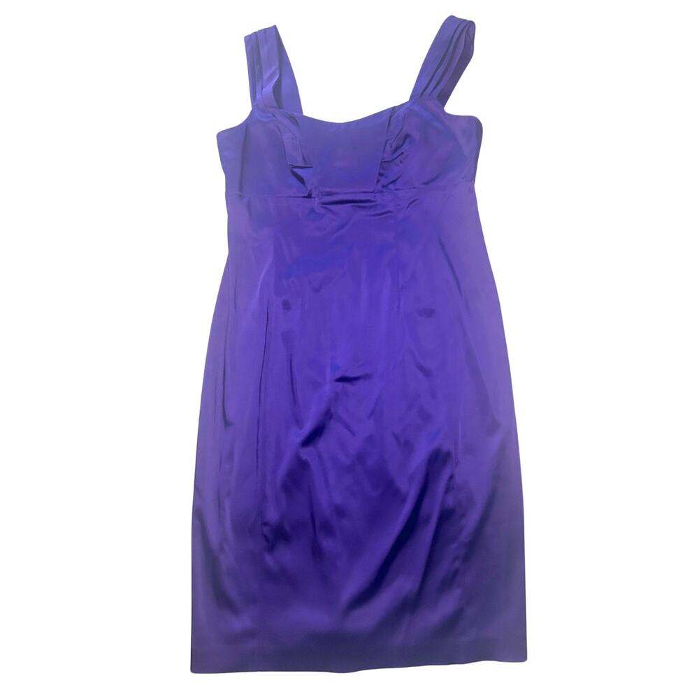 Calvin Klein Women's 10 Purple Satin Sheath Mini Dress Cocktail Y2K Party